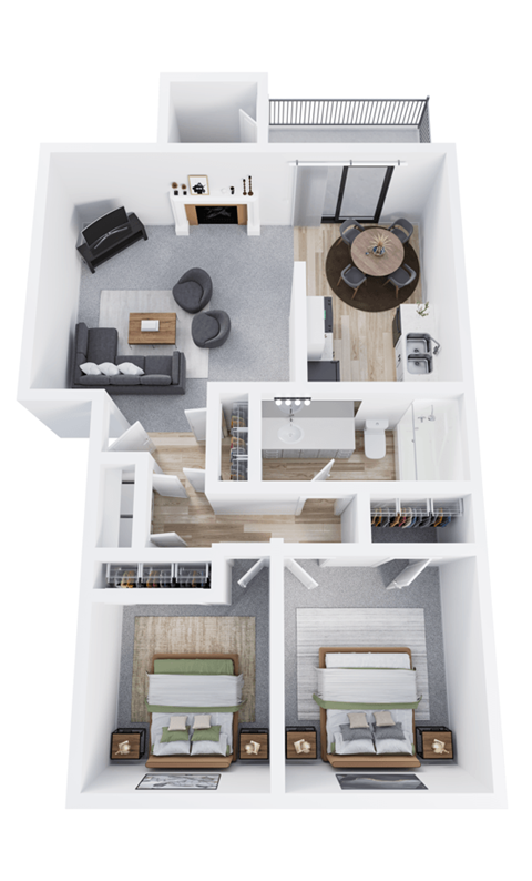 Floor plan for 2 beds, 1 bath, 850 sqft